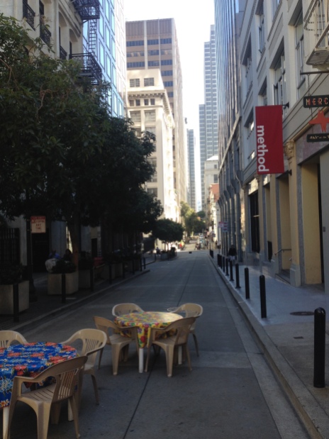 One of the two spots in SF with a direct view of the Ferry Building. The other spot is Market Street.